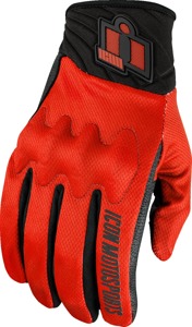 ICON Anthem3 Gloves Men's Large Black/Red - Short cuff sport riding gloves