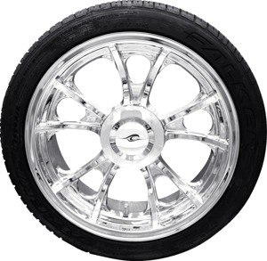 Coastal Moto Largo 3D Chrome Rear Wheel and Tire 18x7 For Harley Trike - Chrome 18x7 rear wheel/tire combo For Harley Trike