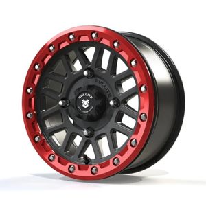 Bullite Saber Beadlock Wheel Gun Metal/Red 14x7 4/137 5+2 - Beadlock wheel 14x7, gun metal/red, 4/137, 5+2 offset