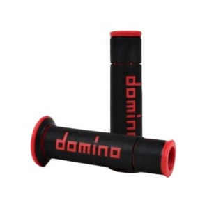 Domino Racing A450 Road Racing Grips Black/Red Pair - Dual-compound grips for 7/8 in handlebars, Black/Red