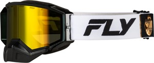 FLY Racing Zone Elite Snow Goggle White/Black Gold Mirror - Premium snow goggle with polarized lens