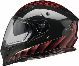 Z1R Nemesis Thunderbird Helmet - Large, Red/Black - Full face helmet with drop-down sun visor