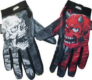 Lethal Threat Good N Evil Skulls Gloves Black/Red Men's Medium - Men's breathable stretch casual gloves, size M