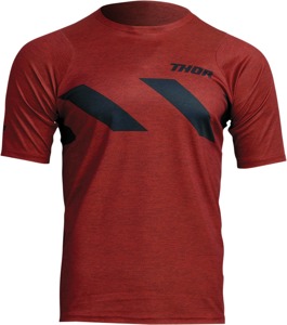 Thor Assist Hazard Short-Sleeve Jersey Men's XS Black Heather Red - Performance MTB jersey, men's XS, Black Heather Red