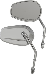 Teardrop Chrome Mirrors Short Stem - Pair of Left & Right - For Harley Bar Mounts