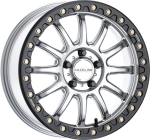 Raceline Alpha Beadlock Wheel Hyper Silver/Black 17x7 5x114.3 +40 - 17x7 beadlock wheel Hyper Silver/Black For Polaris RZR R
