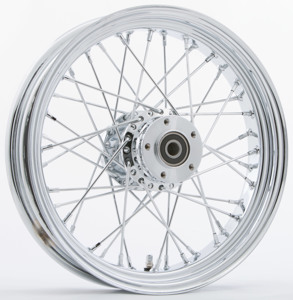 HardDrive Front 40 Spoke Chrome Wheel 16x3.5 FLT Hub 1in Axle - Chrome 40-spoke front wheel 16x3.5 1in axle FLT hub