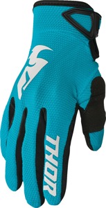 Thor Women's Sector Gloves Large Black/White/Aqua - Lightweight off-road gloves