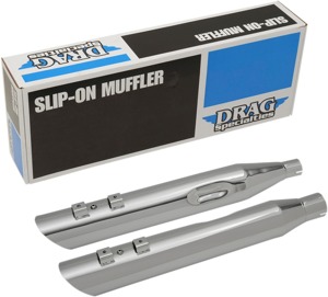 Dual Chrome 4" Slip On Exhaust Slash-Down - For 17-21 Harley Touring