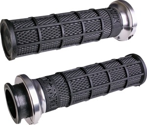ODI Hart-Luck Lock-On Grips Black Silver For Indian Touring - Lock-On grips in black/silver for Indian Touring models