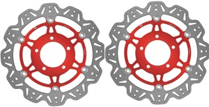 Front VEE Brake Rotors - Red - VEE Style Brake Rotor - Red Center Front Set