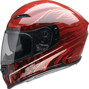 Z1R Jackal Patriot Helmet 3XL Red Gloss Unisex - Full face helmet with drop-down sun visor