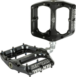 Renthal Revo-F Flat Pedals Black Pair - Flat pedals with tuneable pins, Black, Pair