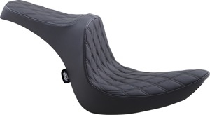 Predator III Seat- Double Diamond Black Thread 7in Tall Rider Support-2Up - Fits 07-17 FLSTF, 06-10 FXST, 08-11 FLSTSB