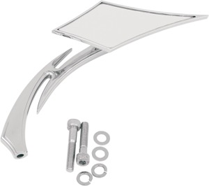 Drag Specialties Lance Style Die-Cast Mirror Polished Chrome - Diamond side view mirror with hardware included