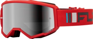 Fly Racing Youth Zone Goggle Red/Charcoal Silver Mirror Lens - Youth offroad goggles with silver mirror/smoke lens