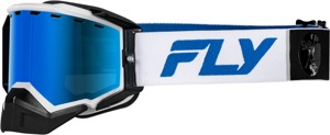 Fly Racing Zone Elite Snow Goggle White/Blue - Snow goggles with dark blue mirror lens
