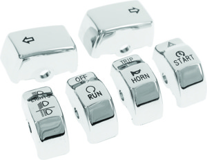 Bikers Choice Chrome Switch Cap Kit 14-Up XL FLS FLD - Chrome handlebar switch caps for 14-Up XL FLS FLD