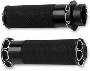 Arlen Ness Cable Style Fusion Series Grips Black Bevelled