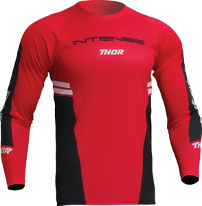Thor Intense Assist Berm Long-Sleeve Jersey White/Black/Red Men's Large - Performance MTB jersey, men's large, white/black/red