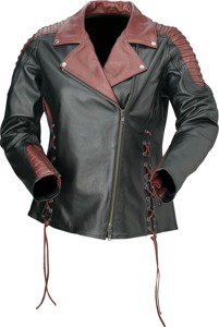 Z1R Combiner Leather Jacket Black/Red Women's Medium - Premium leather riding jacket for women, size M
