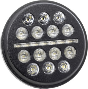 Letric Lighting 5.75in LED Black Buck-Shot Style Headlight - 5.75in LED mini-multi headlight, black finish