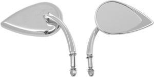 Drag Specialties Teardrop Side View Mirror Chrome Universal - Universal chrome teardrop side mirror with hardware