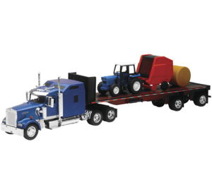 Kenworth W900 Flatbed Tractor with Haybales 1:32 Scale by New Ray Toys