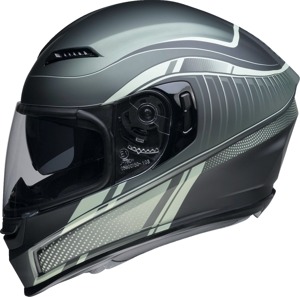 Z1R Jackal Dark Matter Helmet - Matte Silver/Green (M) - Full-face helmet with drop-down sun visor