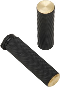Arlen Ness Cable Style Fusion Series Grips Knurled Rubber w/ Brass