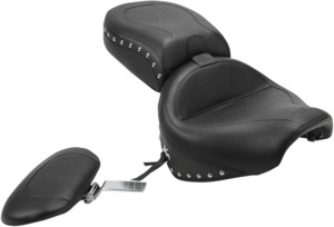 Mustang Studded Seat W/Driver Backrest Black Fits Yamaha Road Star 99-14