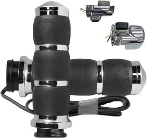 AVON Velvet Air Heated Chrome Twist Grips - Heated chrome grips for 2023-24 FLHX/FLTRX models
