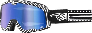 100% Barstow Goggle Death Spray Blue Mirror Lens Adult One Size - Blue mirror lens goggles, adult, Death Spray design