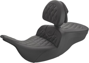 Saddlemen Roadsofa LS Seat with Backrest Black For Harley FLHT/FLTR 97-07 - 2-up seat with backrest For Harley FLHT/FLTR 97-07