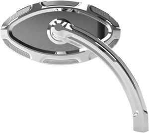 Arlen Ness Chrome Forged Billet Mirrors with Short Stem, Cats Eye Left