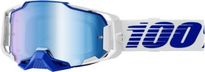 100 Percent Armega Goggles Blue with Blue Mirror Lens Offroad - Premium offroad goggles with blue mirror lens