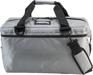 AO Coolers 36 Pack Ballistic Cooler Silver - 36 can soft cooler with ballistic silver exterior