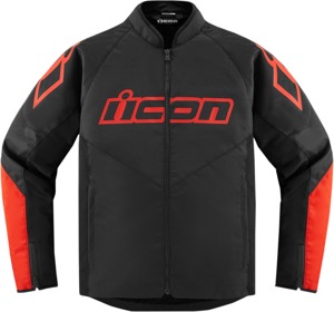 ICON Hooligan Jacket Men's Medium Black/Red - Durable sport fit riding jacket