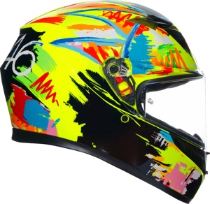 AGV K3 Rossi Winter Test 2019 Full Face Helmet Yellow 2XL - Full face helmet with Rossi Winter Test 2019 graphic, 2XL