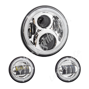 Letric 7" Chrome LED Headlight Kit with Halo and Passing Lamps