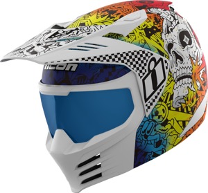 ICON Elsinore Doodle 3 Helmet XS Multi/White Unisex - XS modular helmet, Multi/White, Unisex