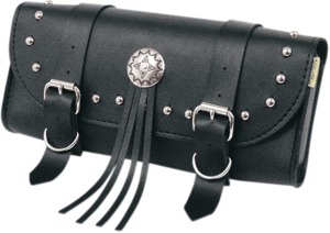 Willie & Max American Classic Tool Pouch Black 12in x 5in x 2.5in - Black tool pouch with studs and fringe, 12x5x2.5in