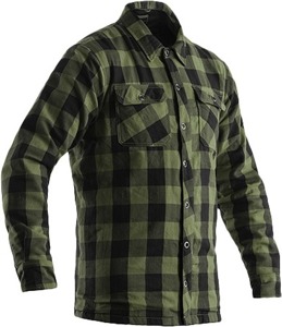 RST Kevlar Lumberjack CE Shirt Green Check Small - Armored textile riding shirt in green, size small