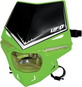 UFO Stealth Two-Piece Headlight System Universal Green - Universal fit headlight system with LEDs