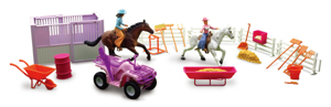 Valley Ranch Set with Pink ATV, Figurines, and Horses by New Ray Toys