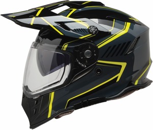 Z1R Range 2.0 Voyager Helmet Gloss Gray/Yellow S - Dual sport helmet with drop-down sun visor