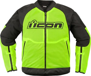 ICON Overlord3 Mesh Jacket Black/Hi-Vis Yellow Men's L - Mesh riding jacket with impact protection