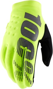 100% Men's Brisker Cold-Weather Gloves, Flo Yellow/Black, Size M