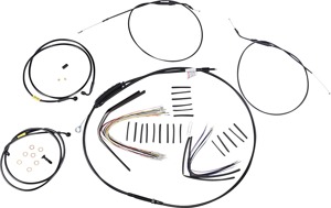 Extended Black Control Cable Kit for 16" Apehanger Bars - For 08-11 HD FXDF Fat Bob