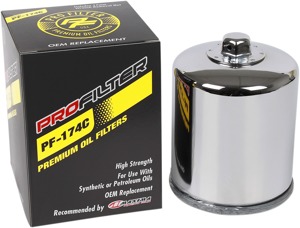 Pro Filter V-Twin Spin-On Oil Filter Chrome PF-174C